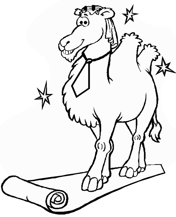 Coloriage Un Chameau Élégant Sur Un Tapis - Animaux à imprimer