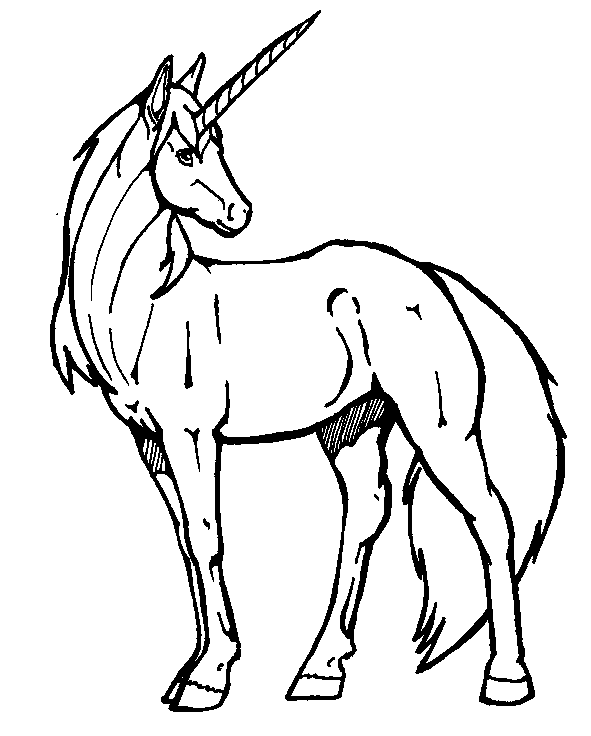 Coloriage Un Cheval Avec Une Corne Sur Le Front - Licorne à imprimer