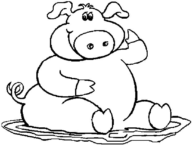 Coloriage Un Cochon Dans Une Flaque D'Eau - Animaux à imprimer