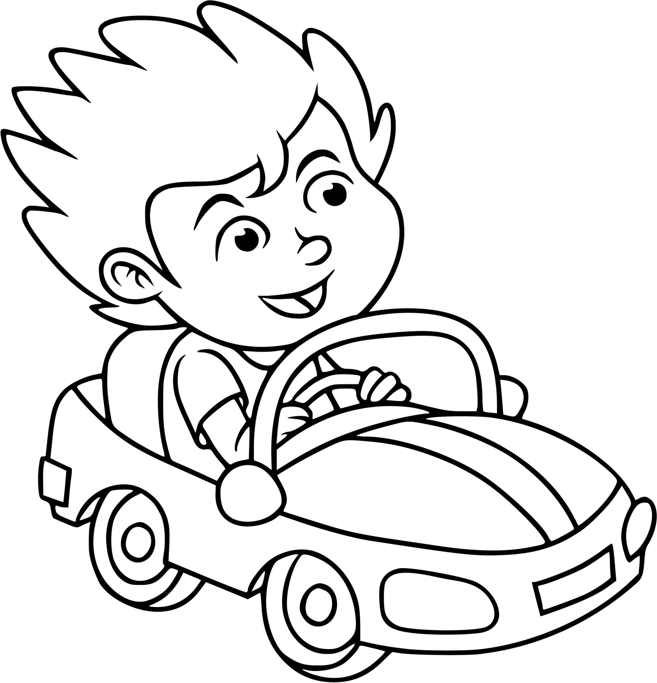 Coloriage Un Enfant Conduit Une Voiture - Enfants à imprimer
