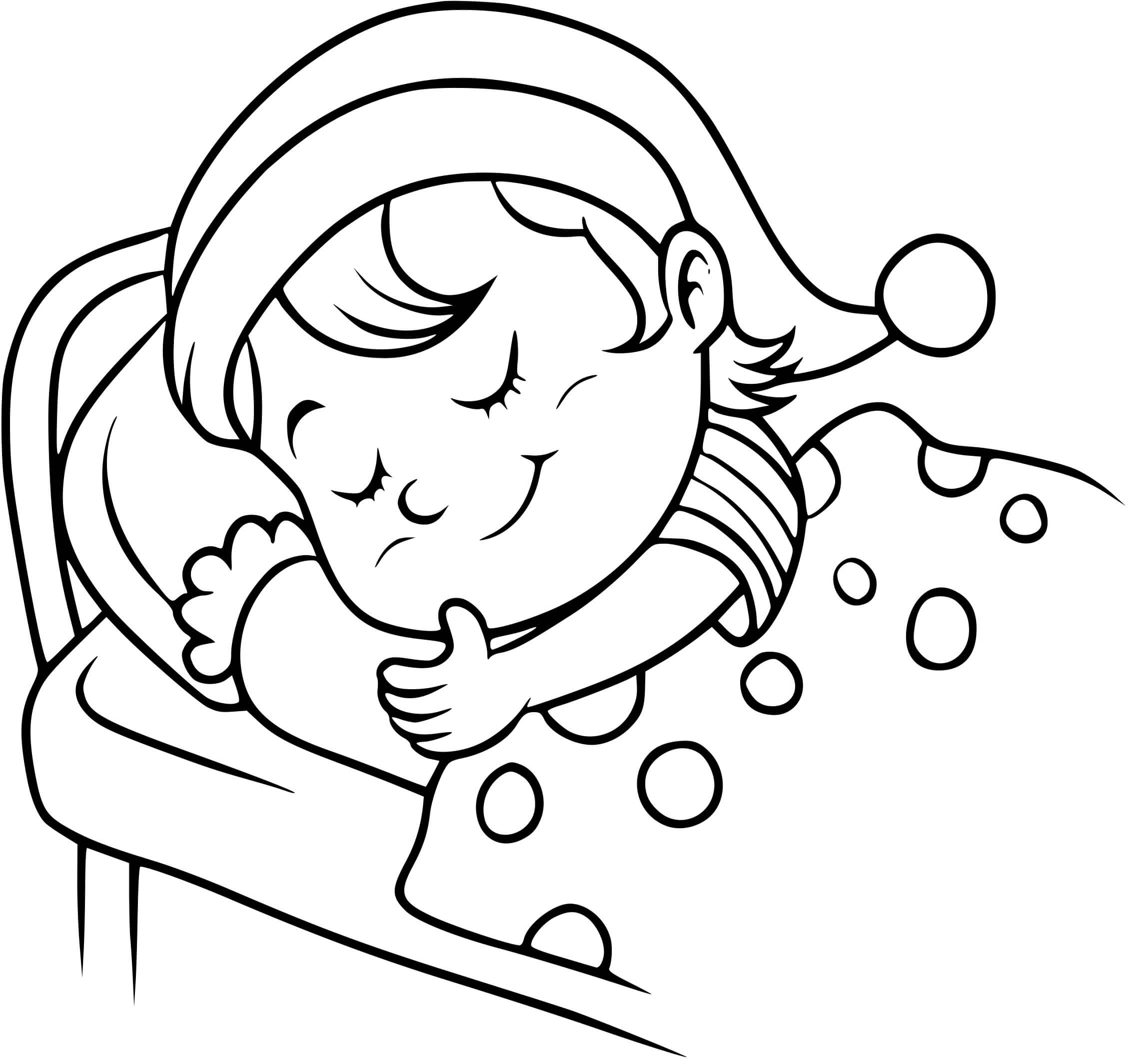Coloriage Un Enfant Fort Paisiblement Sur Son Lit - Enfants à imprimer
