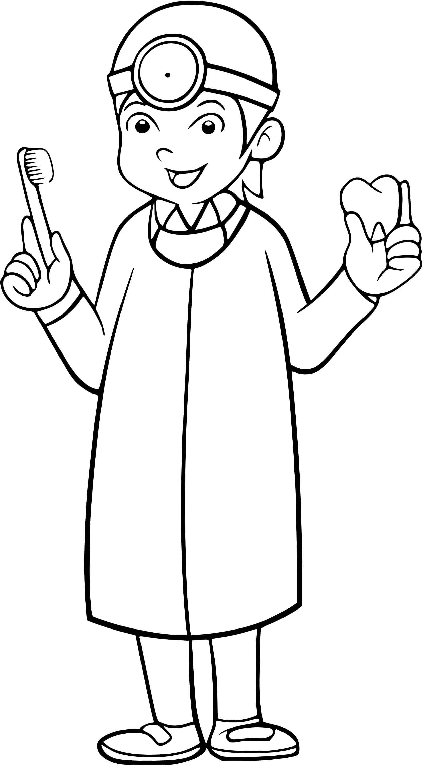 Coloriage Un Enfant Qui Devient Un Dentiste Pour La Sante Buccale - Enfants à imprimer