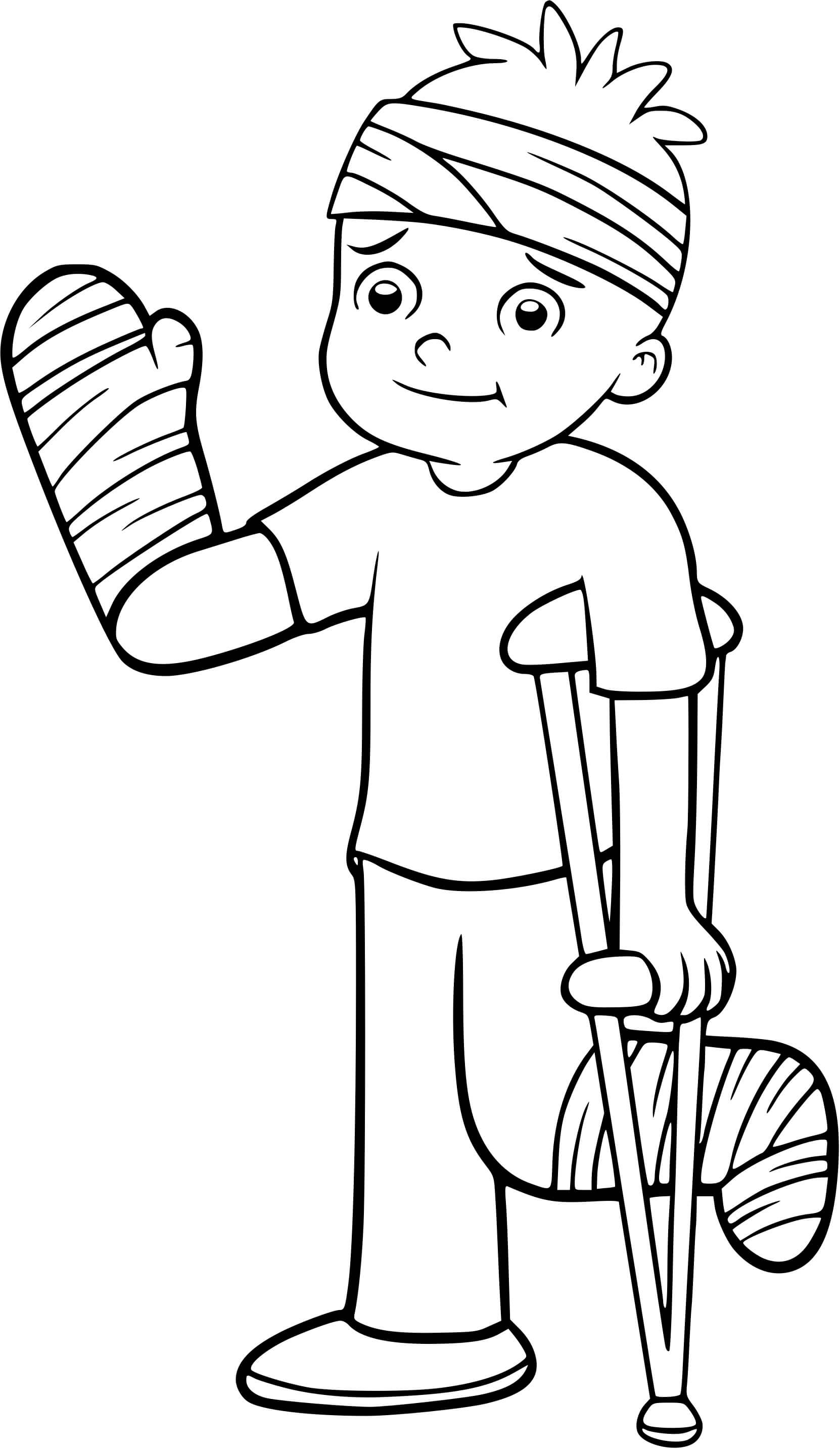 Coloriage Un Garçon Est Malade Suite A Un Accident De Vélo - Enfants à imprimer