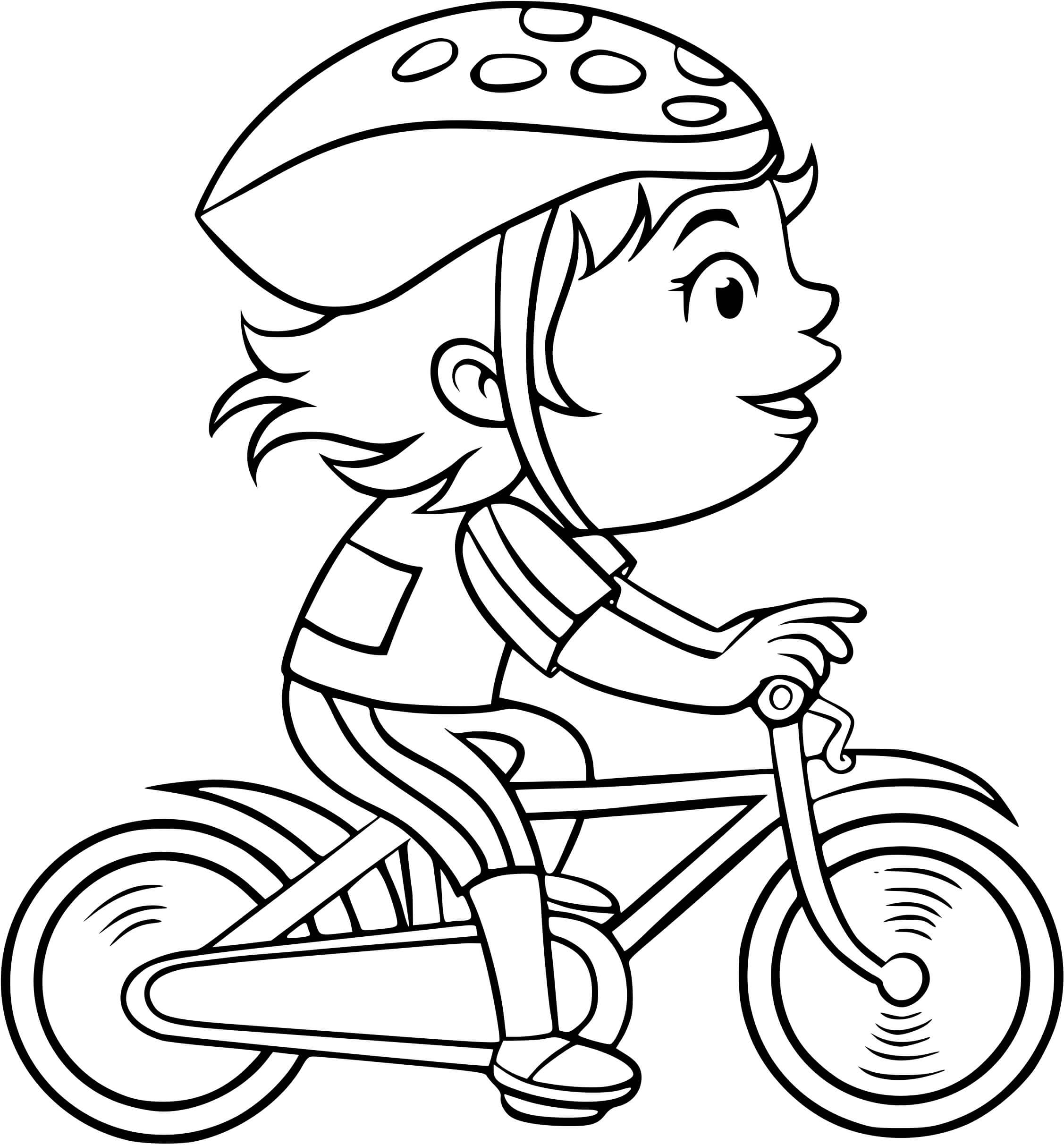 Coloriage Une Fille Pedale A Pleine Vitesse Sur Son Vélo - Enfants à imprimer