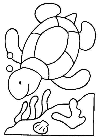 Coloriage Une Tortue Qui Nage Au Fond De L'Ocean - Animaux à imprimer
