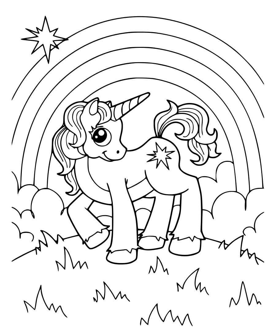 Coloriage Unicorn Rainbow Magic Stars - Licorne à imprimer
