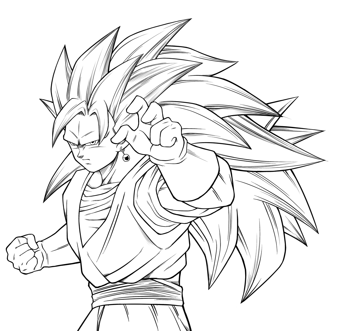 Coloriage Vegito Ss3 By Karoine Dragonballz - Dragon ball z à imprimer