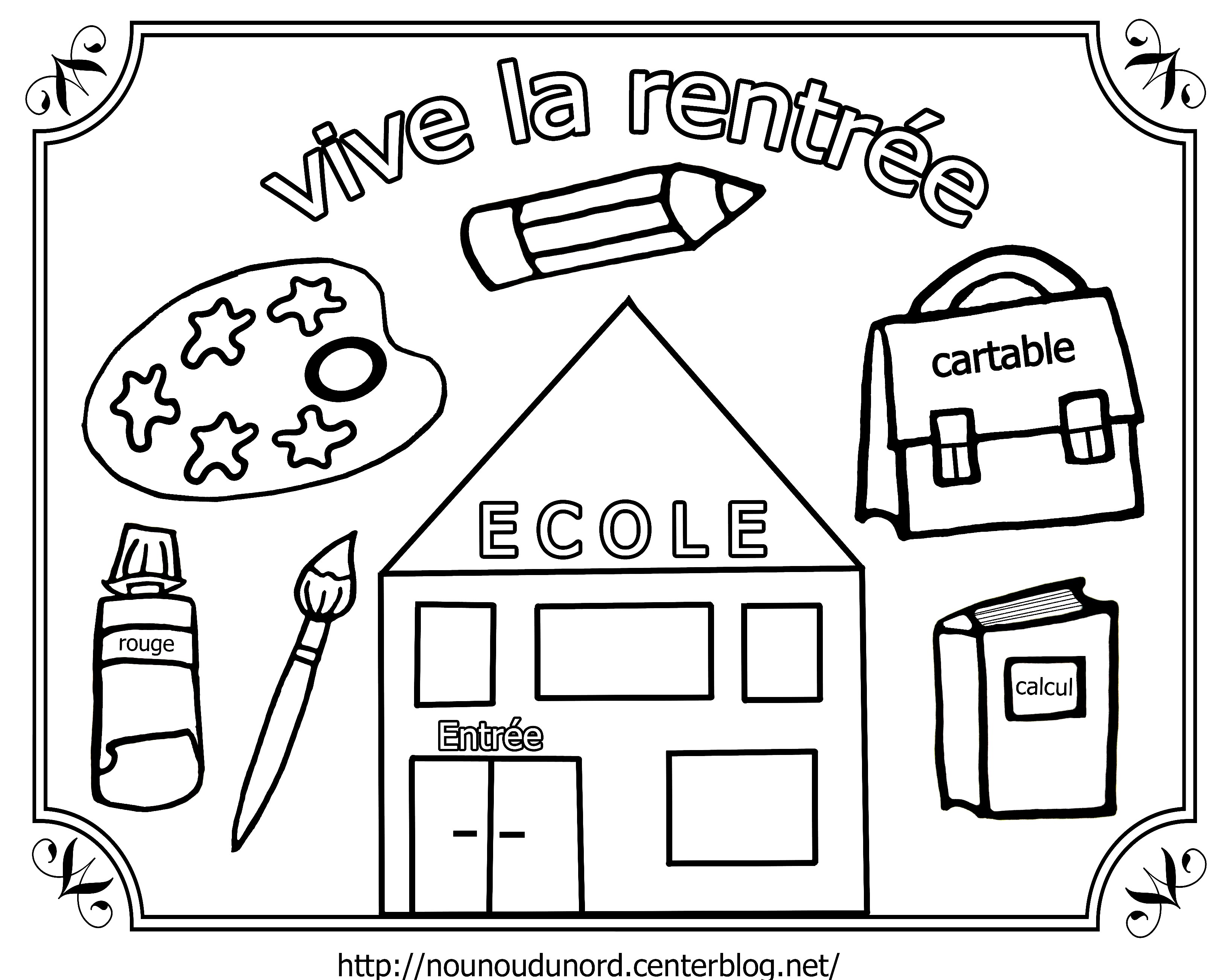 Coloriage Vive La Rentrée Maternelle - Maternelle à imprimer