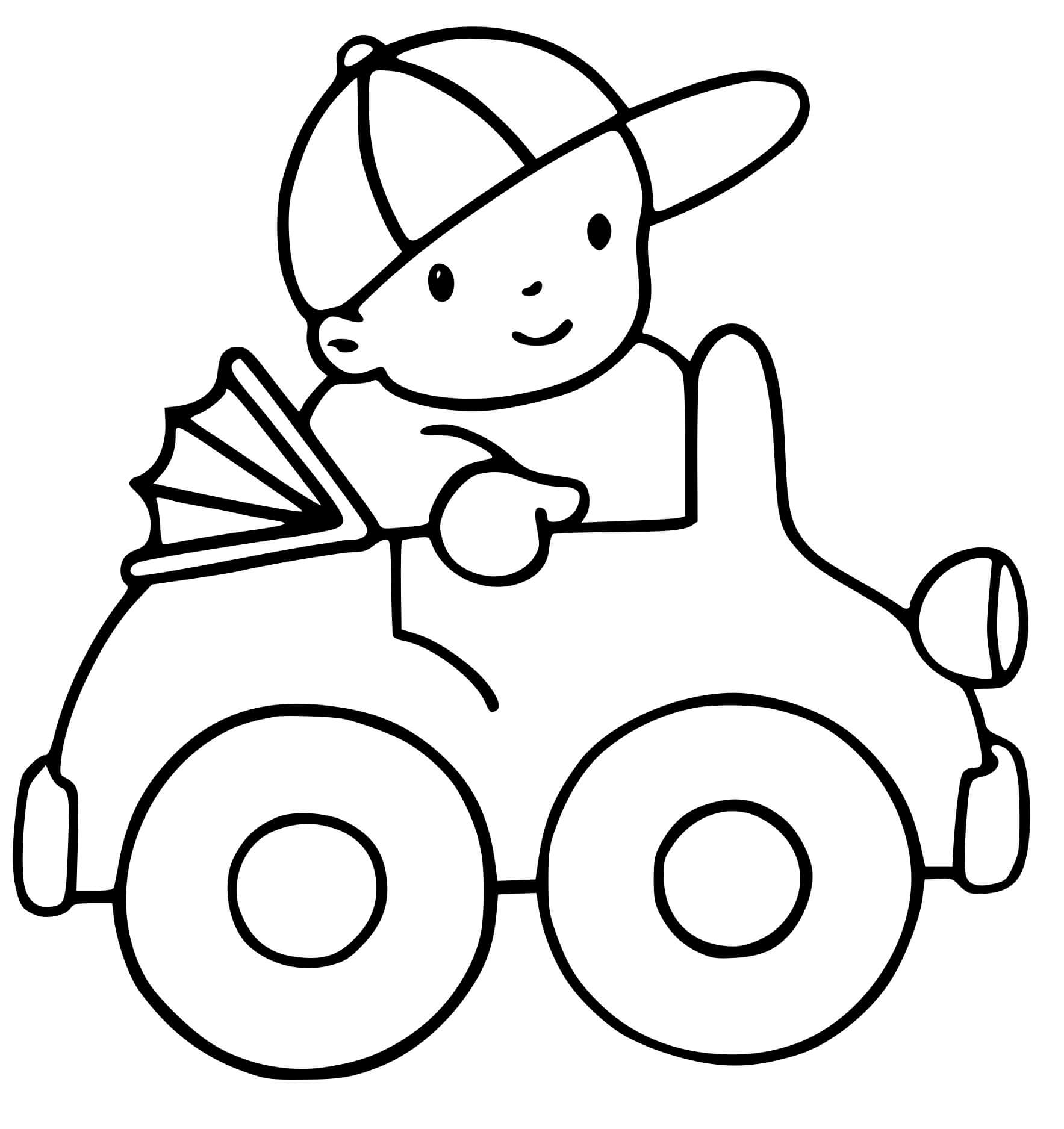 Coloriage Voiture Avec Enfant Au Volant Maternelle - Enfants à imprimer