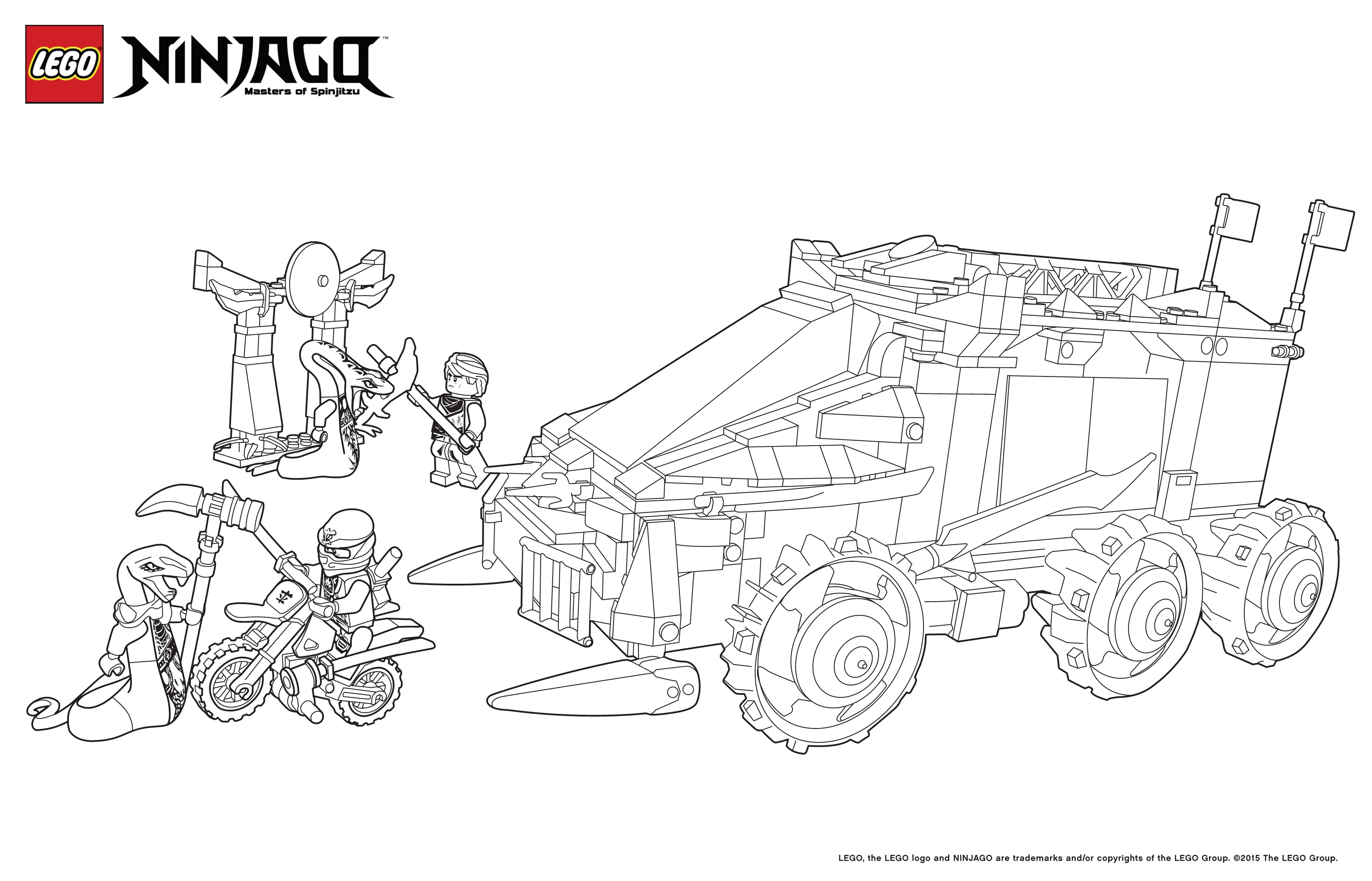 Coloriage Voiture Tank Moto Ninjago - Ninjago à imprimer