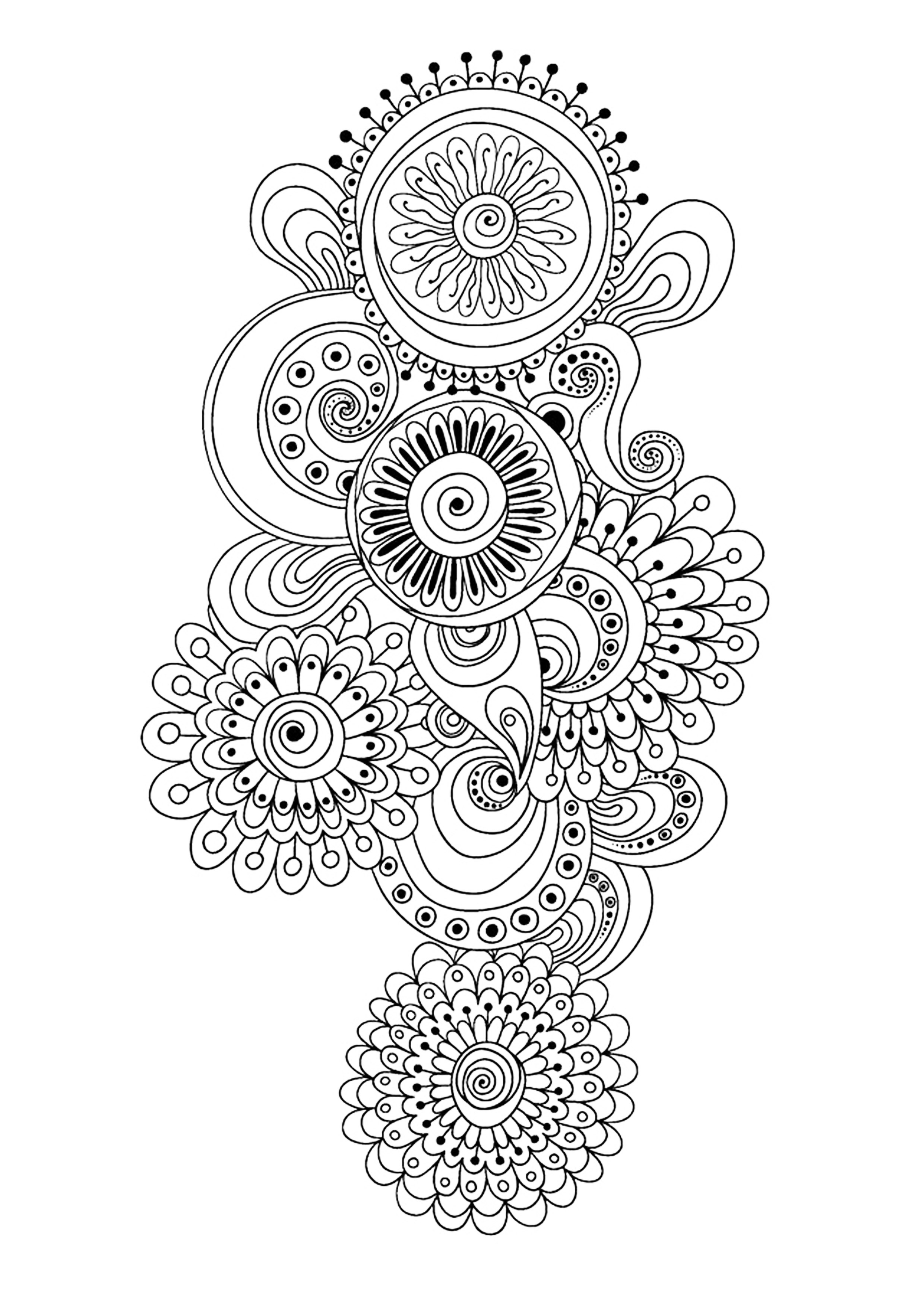 Coloriage Zen Antistress Motif Abstrait Inspiration Florale 10 Par Juliasnegireva - Adulte à imprimer
