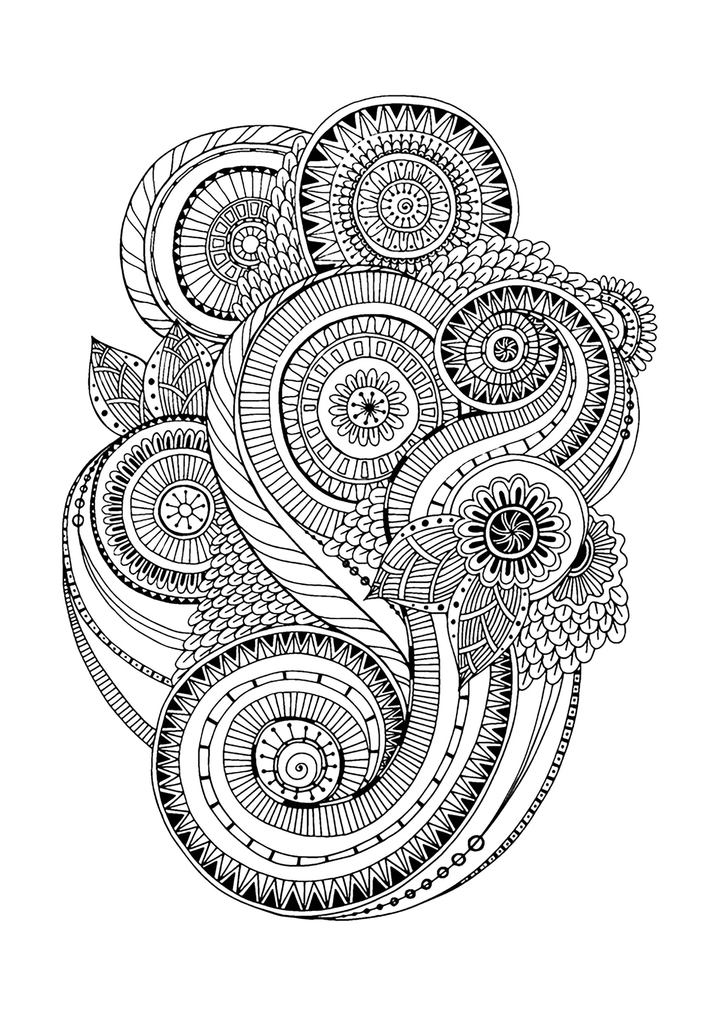 Coloriage Zen Antistress Motif Abstrait Inspiration Florale 2 Par Juliasnegireva - Adulte à imprimer