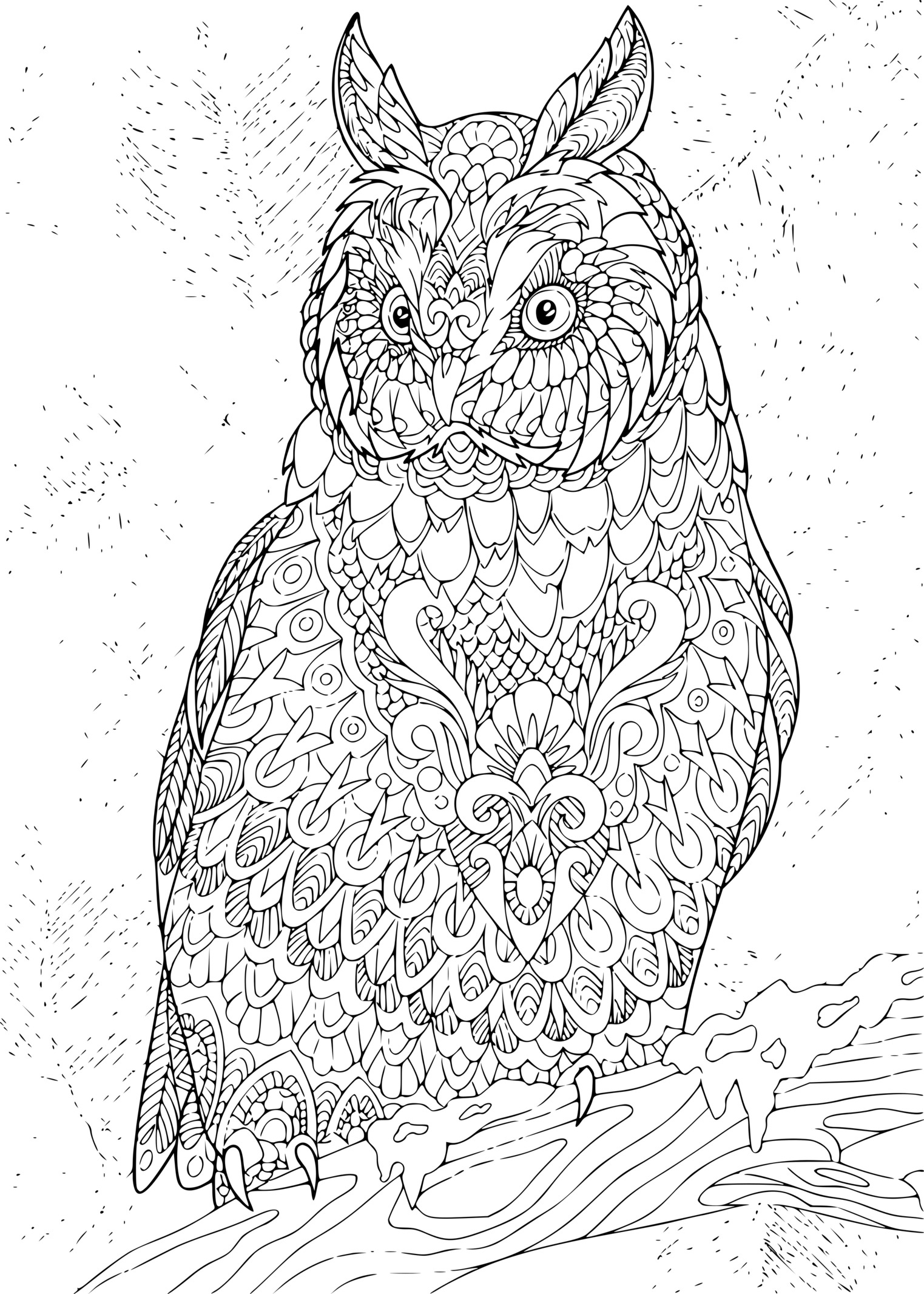 Coloriage Zentangle Eagle Owl - Halloween à imprimer