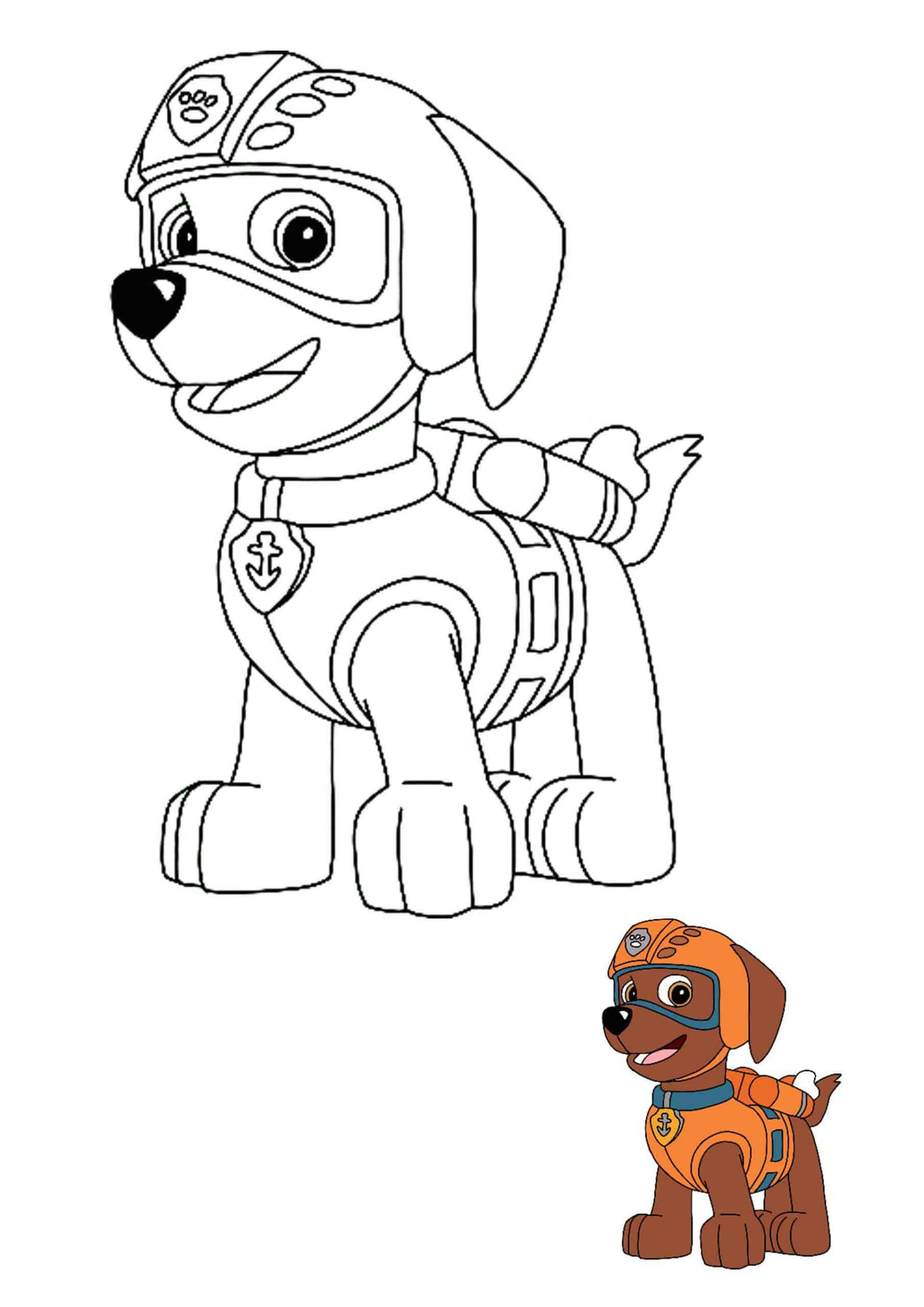 Coloriage Zuma Labrador Retriever Est Le Sauveteur En Mer Avec Scooter De Mer Ou Sous Marin - Pat patrouille à imprimer
