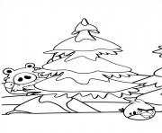 Coloriage angry birds noel sapin