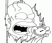Coloriage Homer a la tete qui traverse un mur