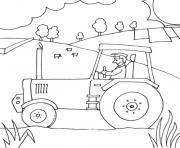 Coloriage ferme avec tracteur