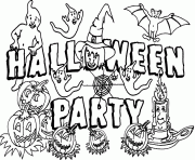 Coloriage halloween party avec des citrouilles et des fantomes