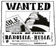 Coloriage one piece wanted baromia kuma dead or alive