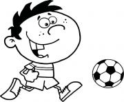 Coloriage petit enfant joue au foot