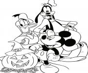 Coloriage mickey goofy donald halloween disney
