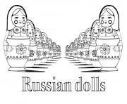 Coloriage adult Matryoshka dolls perspective double with text Poupee Russe