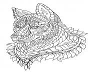 Coloriage loup wolf adulte zentangle animaux