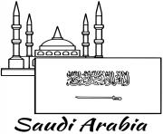 Coloriage arabie saoudite drapeau mosque
