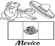 Coloriage mexique drapeau iguana