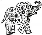 Coloriage henna elephant motifs amusants