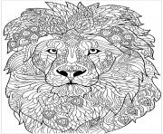 Coloriage adulte lion motifs complexes
