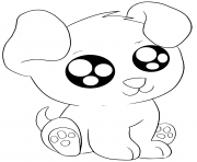 Coloriage petit chien adorable kawaii gros yeux
