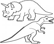 Coloriage Tyrannosaurus and triceratops