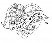 Coloriage coeur repas menu romantique par Yvecourt
