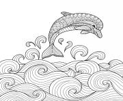 Coloriage dauphin fait un saut ocean animal marin anti-stress animaux