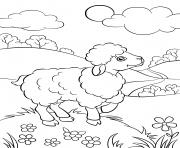 Coloriage mouton dans la nature
