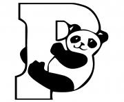Coloriage lettre P pour Panda Alphabet enfants