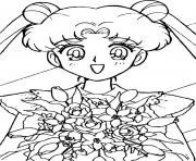 Coloriage Sailor Moon with flowers