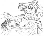 Coloriage Sailor Moon and her baby princess