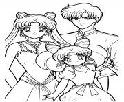 Coloriage Sailor Moon Family moment