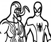Coloriage venom contre spiderman