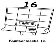 Coloriage numberblocks 16 sixteen