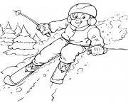 Coloriage enfant qui fait du ski