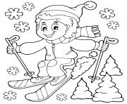Coloriage ski facile maternelle enfant sport hiver