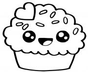 Coloriage cupcake kawaii facile muffin